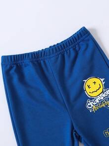 Baby Boy Cartoon & Letter Graphic Sweatshirt & Sweatpants - Navy Blue - View 4