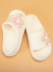 Toddler/Kids Foamed Slide Slippers, Minimalist Anti-Slip Soft Bottom Strap Casual Floral Lightweight House Sandals For Girls