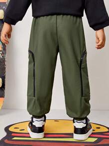 SHEIN Chico joven Pantalones en contraste cremallera