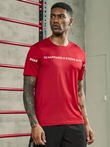 Manfinity Sport Corelite Men Slogan Graphic Tee Workout Tops Compression Shirt Men - Red - View 4