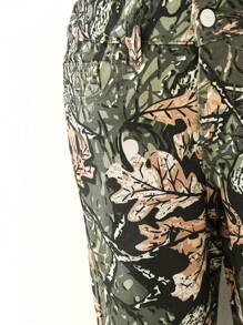 SHEIN Explorewe Young Boy Plants Print Straight Leg Jeans - Army Green - View 4