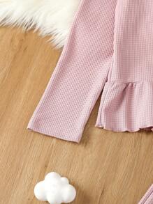 Teenager Mädchen T-Shirt & Hose Pyjama Set Rüschenbesatz,