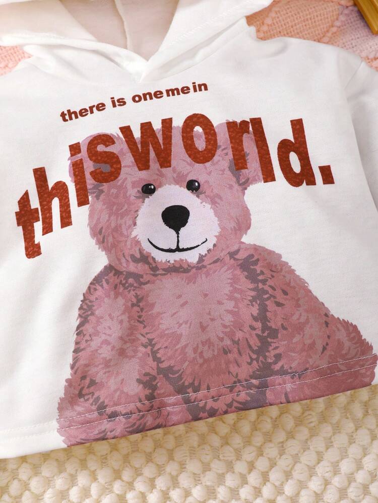 Young Girl Bear & Slogan Graphic Sweatshirt
