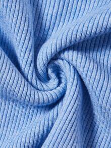 SHEIN EZwear 4pcs Chất rắn Áo cao cổ Đồ đan Ribbed Áo len - Nhiều màu - Xem 6