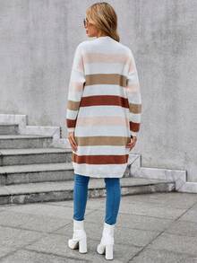 SHEIN LUNE Áo khoác cardigan dáng dài hai túi màu khối - Nhiều màu - Xem 2