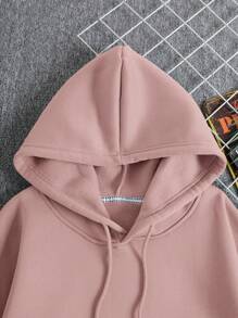 RueChic Men's Hooded Sweatshirt With Skull And Letter Print - Pink - View 3