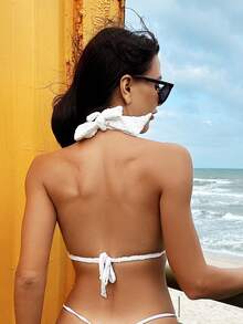 Swim Vcay Women's Floral Pressed Pattern Swimwear Top - White - View 2