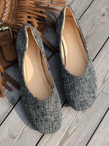 女士透气镂空防滑平底鞋，户外时尚芭蕾拼布乐福鞋