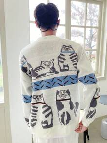 Manfinity Hypemode Nam Mô hình Cartoon Thả vai Áo len Mở - Nhiều màu - Xem 2