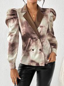 SHEIN Privé 紮染羊腿袖西裝領襯衫