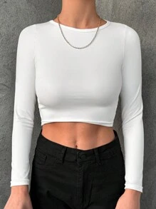 SHEIN T-Shirt Court Unicolore Croisé