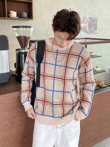 Claim Dot 男士格紋圓領毛衣 - 彩色 - 查看 5