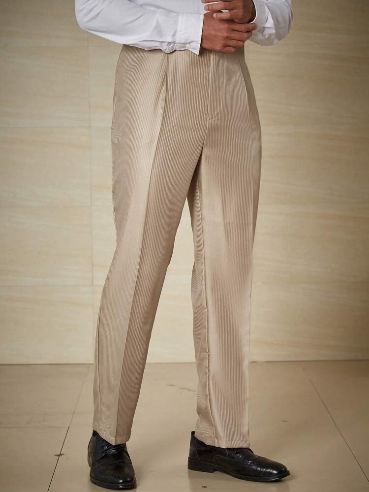 Men Plus Slant Pocket Straight Leg Suit Pants