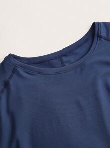 SHEIN Yoga Trendy Plus 2pcs Solid Curved Hem Tee - Blue - View 4