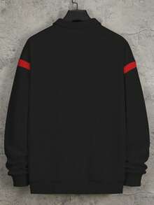 Manfinity EMRG Men Plus Letter Graphic Quarter Zip Sweatshirt - Black - View 2