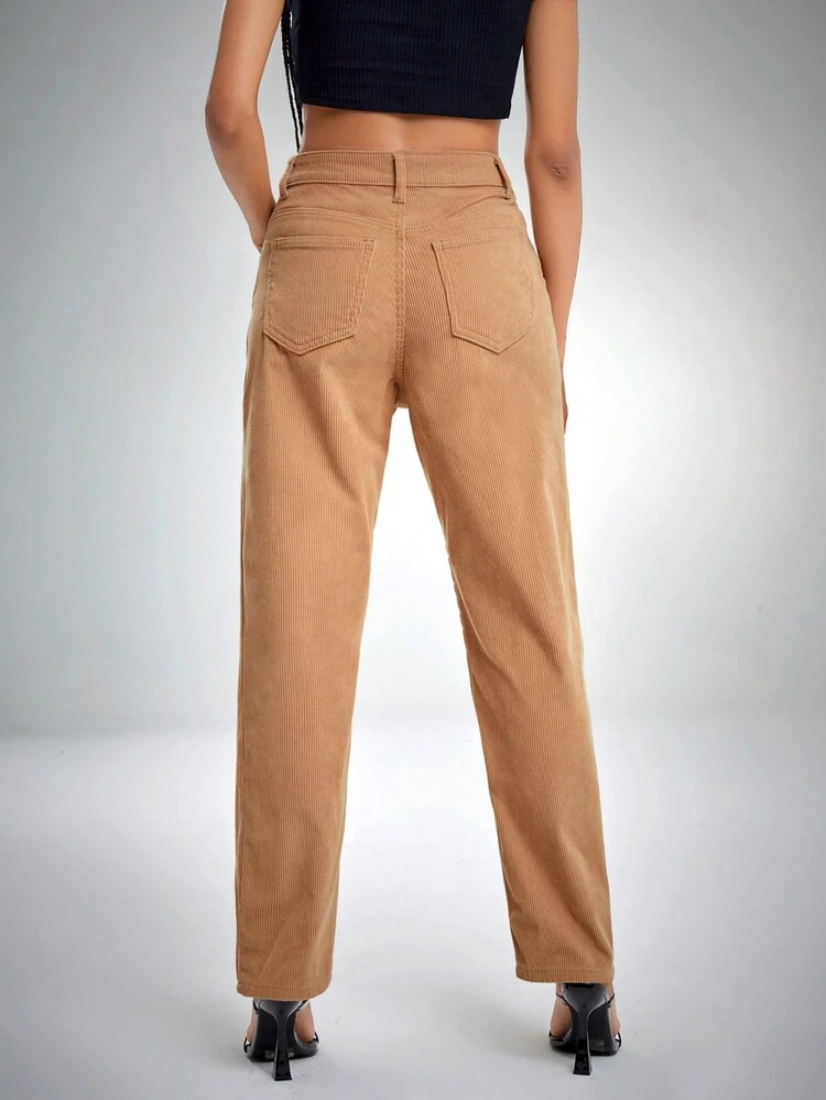 High Waist Corduroy Straight Leg Pants Fall Cloth For Women