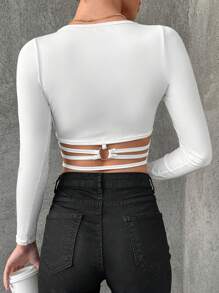 SHEIN T-Shirt Court Unicolore Croisé