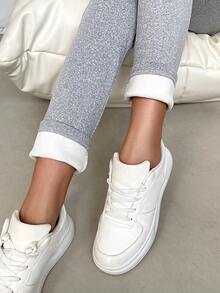 SHEIN Essnce Tie Trước Lót nhiệt Xà cạp - Xám - Xem 4