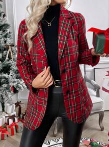 Chiquease In Tartan Cổ áo Áo vest - Đỏ - Xem 3