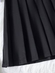 SHEIN Cô Gái Trẻ Tay áo tương phản Viền xếp Đầm - màu đen - Xem 4