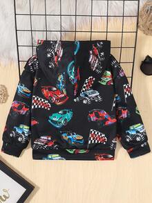 SHEIN 男童舒適卡通汽車印花帽衫 - 彩色 - 查看 2