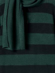 SHEIN Tween Boy Two Tone Striped Pattern Sweater With Scarf - Multicolor - View 3