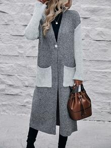 SHEIN LUNE 撞色落肩袖單釦開襟衫 - 彩色 - 查看 7