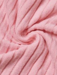 SHEIN EZwear 大碼刺繡字母圖案條紋針織洋裝 - 粉色 - 查看 4