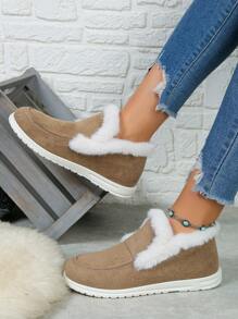Minimalist Thermal Lined Faux Suede Casual Shoes