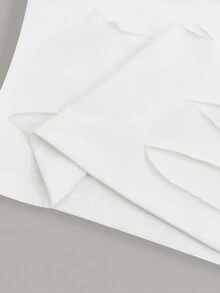 SHEIN ICON 素色前鏤空T恤 - 白色 - 查看 4