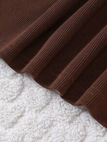 SHEIN Cô gái Tween 3pcs Cổ giả Đồ đan Ribbed Váy áo thun - Đen và trắng - Xem 5