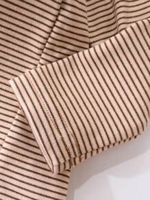 Young Boy Striped & Bear Print Mock Neck Tee - Khaki - View 3