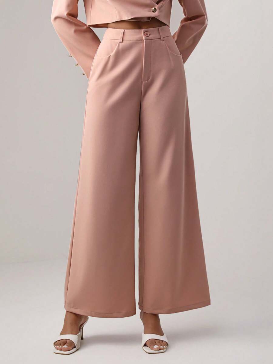 GIOVA Solid Wide Leg Pants - Pink - View 1