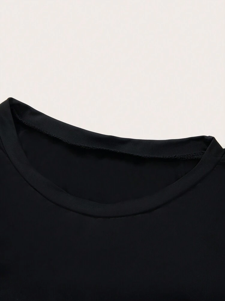 Crisscross Tie Backless Crop Sports Tee