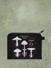Mystic heart Fairycore Letter & Mushroom Print Coin Purse - Multicolor - View 1