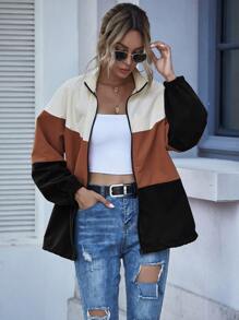 SHEIN LUNE Colourblock Zip-Up Windbreaker Jacket - Multicolor - View 6