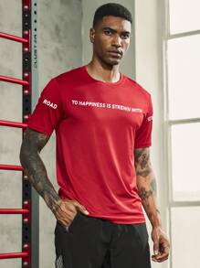 Manfinity Sport Corelite Men Slogan Graphic Tee Workout Tops Compression Shirt Men - Red - View 5