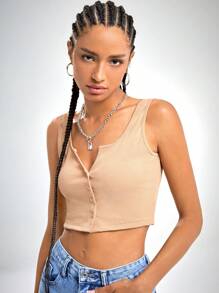 SHEIN EZwear 3件缺口V領前排扣背心上衣 - 彩色 - 查看 7