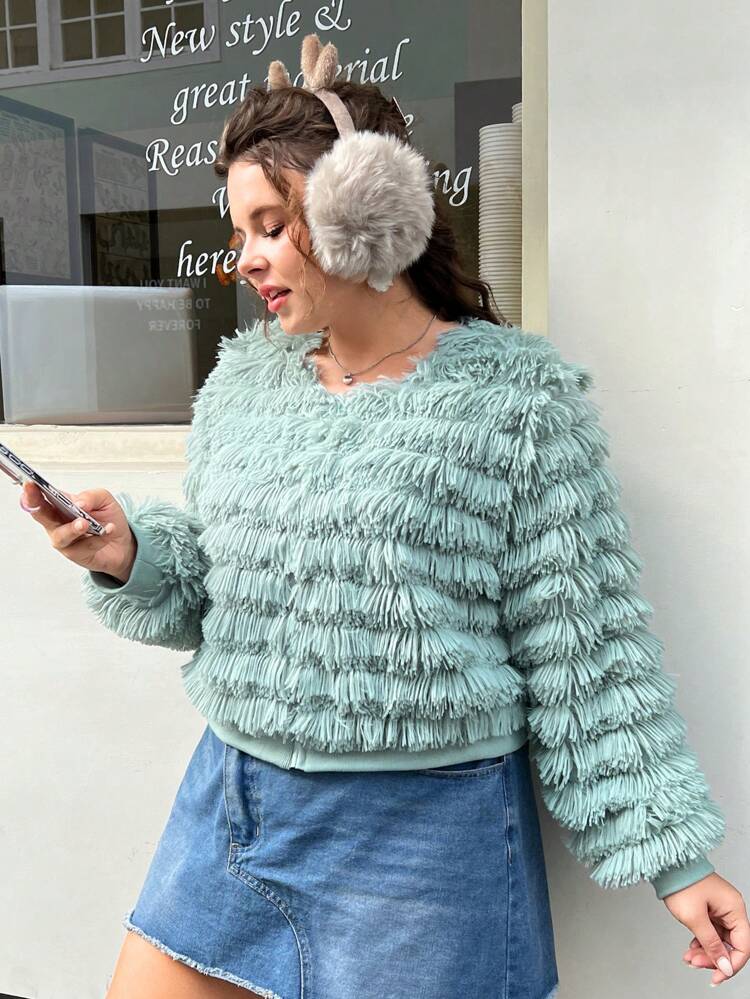 Plus Solid Fuzzy Jacket