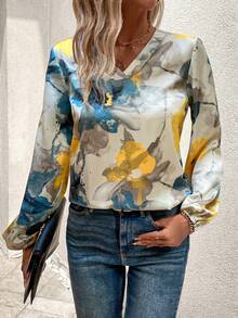 SHEIN LUNE 印花燈籠袖襯衫 - 彩色 - 查看 4