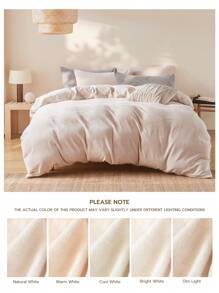 1pc Soft & Cozy Super Plush Duvet Cover Without Pillowcase, Antistastic Fuzzy Comforter Cover With Zipper Closure And Coner Ties ,Beige - Beige - View 11