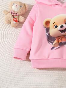 Áo nỉ in hình gấu cho bé gái - Hồng - Xem 5