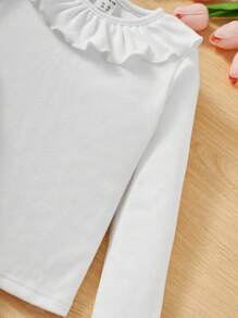 SHEIN Leap Crew Young Girl 3pcs Ruffle Trim Tee - Multicolor - View 3