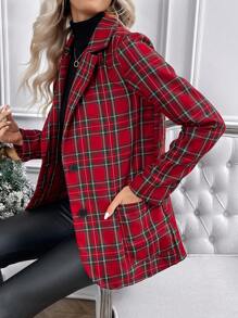 Chiquease In Tartan Cổ áo Áo vest - Đỏ - Xem 5