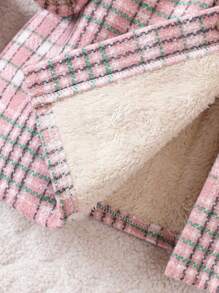 SHEIN Jeune Fille Duffel-coat À Carreaux À Col Sherpa