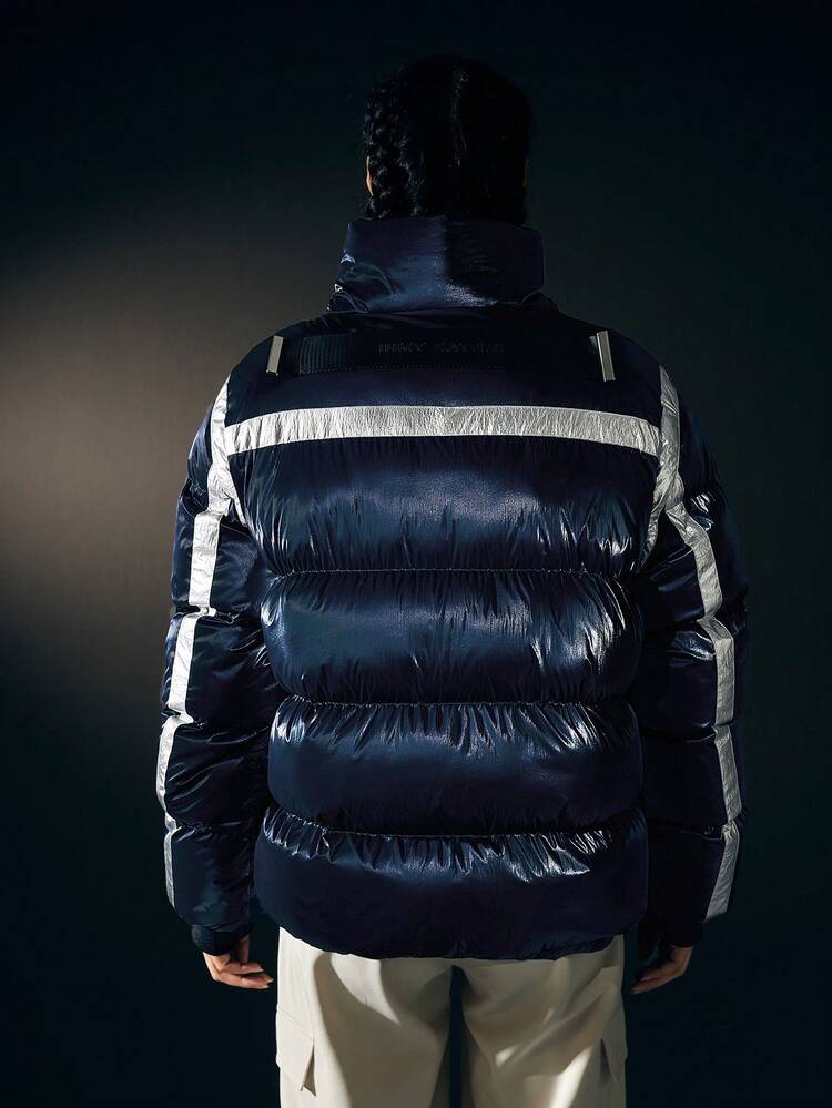 Contrast Trim Zipper Up Padded Coat