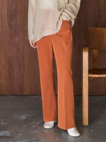 FRIFUL Slant Pocket Solid Pants - Rust Brown - View 1