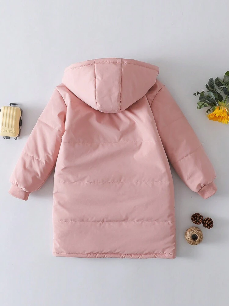 Tween Girl Flap Detail Hooded Padded Coat