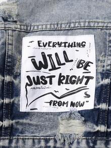 Baby Boy Casual Patchwork Printed Distressed Denim Jacket, Washed - Medium Wash - View 4