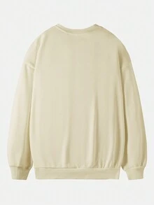 Nam Chữ & Bướm In Thả vai Áo chui đầu - Màu be - Xem 2